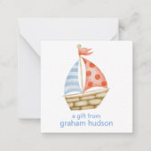 Waterverf Nautische zeilboot Gift Enclosure Notitiekaartje (Voorkant)