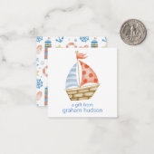 Waterverf Nautische zeilboot Gift Enclosure Notitiekaartje (Voorkant / Achterkant in situ)