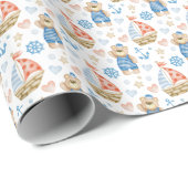 Waterverf Nautische zeilboot Sailor Beer Cadeaupapier (Rol Hoek)