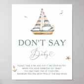 Waterverf nautische zeilboot zeg niet Baby spel Poster (Voorkant)