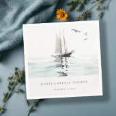 Waterverf Nautische Zeiljacht Bruidsdouche Servet