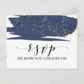 Waterverf Navy and Gold Menu Keuze RSVP-Briefkaart (Voorkant)