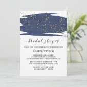 Waterverf Navy and Gold Sparkle Vrijgezellenfeest Kaart (Staand voorkant)