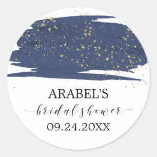 Waterverf Navy and Gold Sparkle Vrijgezellenfeest Ronde Sticker