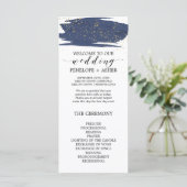 Waterverf Navy and Gold Sparkle Wedding Program Programmakaart (Staand voorkant)