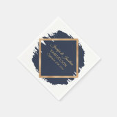 Waterverf Navy Blauw Goud Lijst bruiloft Servet (Hoek)