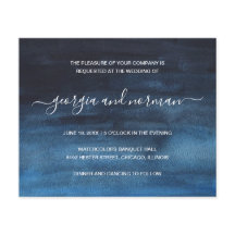 Waterverf Navy Blauwe Budget Trouwuitnodiging