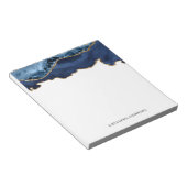 Waterverf Navy Blauwe Gouden Geode Chic Marmer Aga Notitieblok (Schuin)