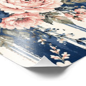 Waterverf Navy Bloem Streep Kunst Foto Afdruk (Hoek)