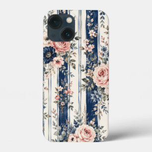 Waterverf Navy Bloem Streep Patroon Ontwerp Case-Mate iPhone Case
