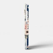 Waterverf Navy Bloem Streep Patroon Ontwerp Case-Mate iPhone Case (Achterkant / Links)