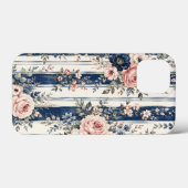 Waterverf Navy Bloem Streep Patroon Ontwerp Case-Mate iPhone Case (Achterkant (horizontaal))
