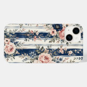 Waterverf Navy Bloem Streep Patroon Ontwerp Case-Mate iPhone Case (Achterkant (horizontaal))
