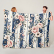 Waterverf Navy Bloem Streep Patroon Ontwerp