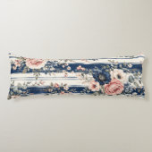 Waterverf Navy Bloem Streep Patroon Ontwerp Lichaamskussen (Voorkant)