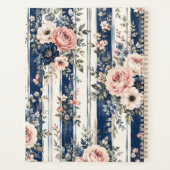 Waterverf Navy Bloem Streep Patroon Ontwerp Planner (Achterkant)