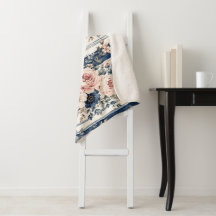 Waterverf Navy Bloem Streep Patroon Ontwerp