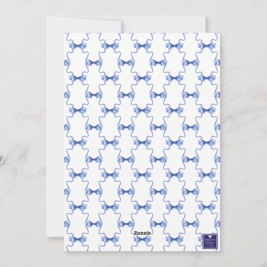 Waterverf Navy Blue Bows Kerstfoto Feestdagenkaart (Achterkant)