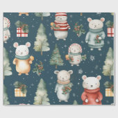  Waterverf Navy Blue Christmas Mouse Cadeaupapier (Vlak)