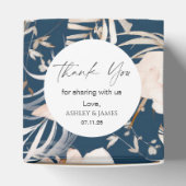 Waterverf navy blue floral personage bruiloft bedankdoosjes (Bovenkant)