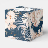 Waterverf navy blue floral personage bruiloft bedankdoosjes (Achterkant)