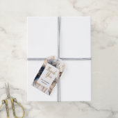 Waterverf Navy Blue Golden Floral Gift Label Cadeaulabel (Met Touw)