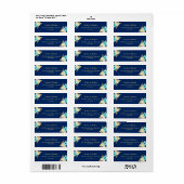 Waterverf Navy Blue Mint Gold Garden Floral Etiket (Full Sheet)