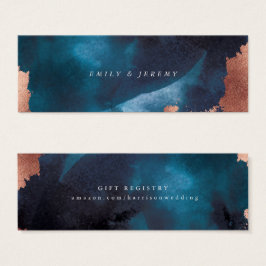 Waterverf Navy Blue Moody Roos Gold Gift Registry Mini Visitekaartjes
