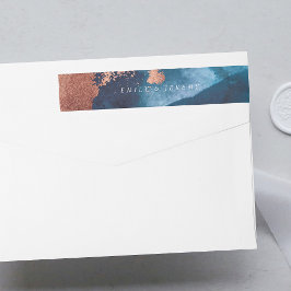 Waterverf Navy Blue Moody Roos Gold Wedding