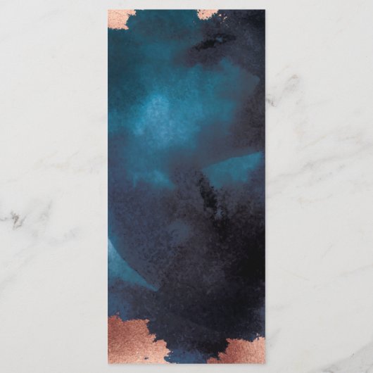 Waterverf Navy Blue Moody Roos Gold Wedding Programmakaart (Achterkant)