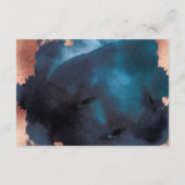 Waterverf Navy Blue Moody Roos Gold Wedding RSVP Kaartje (Achterkant)