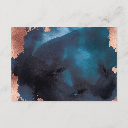 Waterverf Navy Blue Moody Roos Gold Wedding RSVP Kaartje (Achterkant)