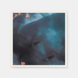 Waterverf Navy Blue Moody Roos Gold Wedding Servet