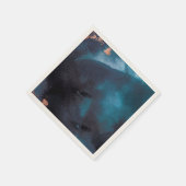 Waterverf Navy Blue Moody Roos Gold Wedding Servet (Hoek)