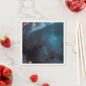 Waterverf Navy Blue Moody Roos Gold Wedding Servet (Insitu)