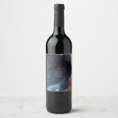 Waterverf Navy Blue Moody Roos Gold Wedding Wijn Etiket (Voorkant)