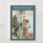 Waterverf Navy Blue Pine Trees Foto Kerst Feestdagenkaart (Achterkant)