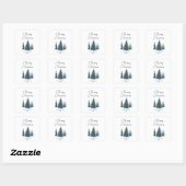Waterverf Navy Blue Pine Trees Vrolijk Kerstfeest Vierkante Sticker (Vel)