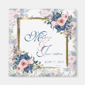 Waterverf Navy & Blush Bruiloft Magneet (Voorkant)
