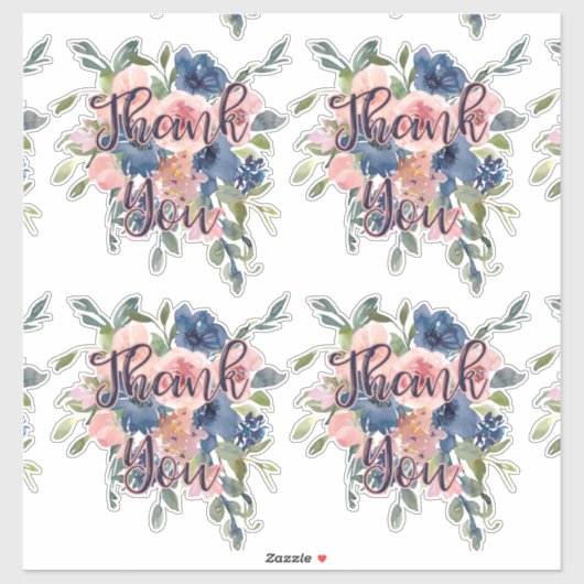 Waterverf Navy & Blush Hartelijk dank Sticker (Vel)