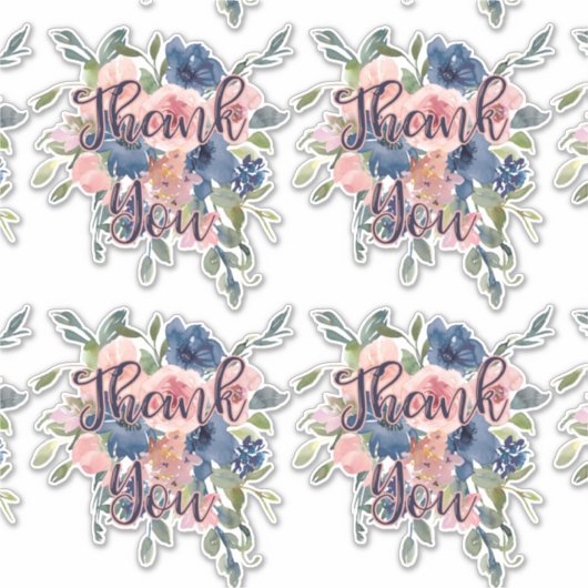 Waterverf Navy & Blush Hartelijk dank Sticker (Voorkant)
