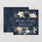 Waterverf Navy Blush Vrijgezellenfeest Brunch Bubb Kaart (Voorkant / Achterkant)