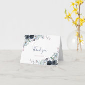 Waterverf Navy Boho Floral Bedankt kaart (Gele Bloem)