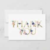 Waterverf Navy & Coral Floral Hartelijk dank Bedankkaart (Voorkant)