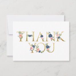 Waterverf Navy & Coral Floral Hartelijk dank Bedankkaart