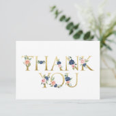 Waterverf Navy & Coral Floral Hartelijk dank Bedankkaart (Staand voorkant)