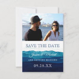Waterverf Navy Deep Blue Foto Save The Date