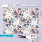 Waterverf Navy en Blush Bloem Tissuepapier (Craft)