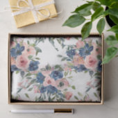 Waterverf Navy en Blush Bloem Tissuepapier (Geschenk)