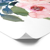 Waterverf Navy en Blush Bloemen Bruiloft Welkom Poster (Hoek)